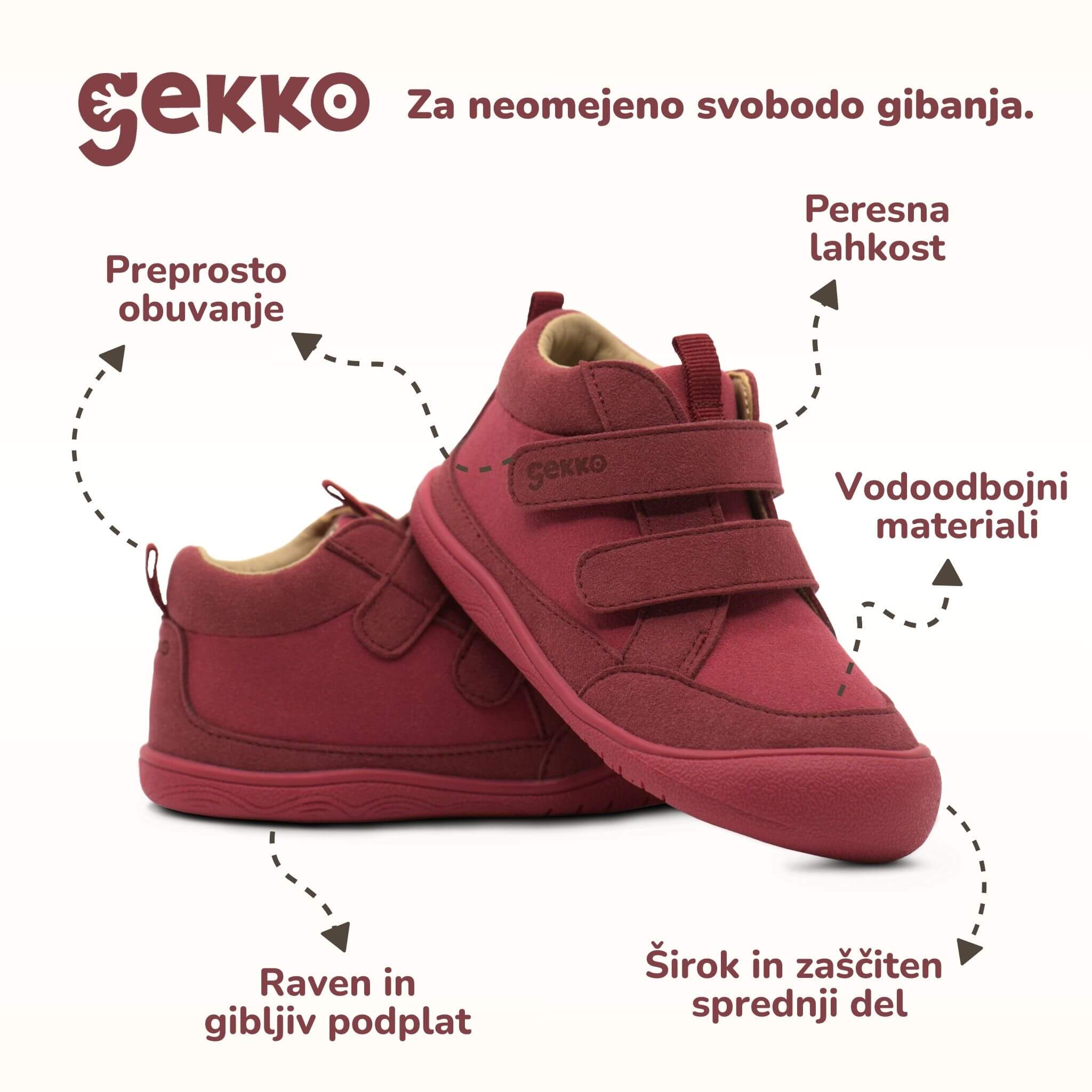 Gekko Cosy -  Jesensko zimski bosonogi čevlji za otroke