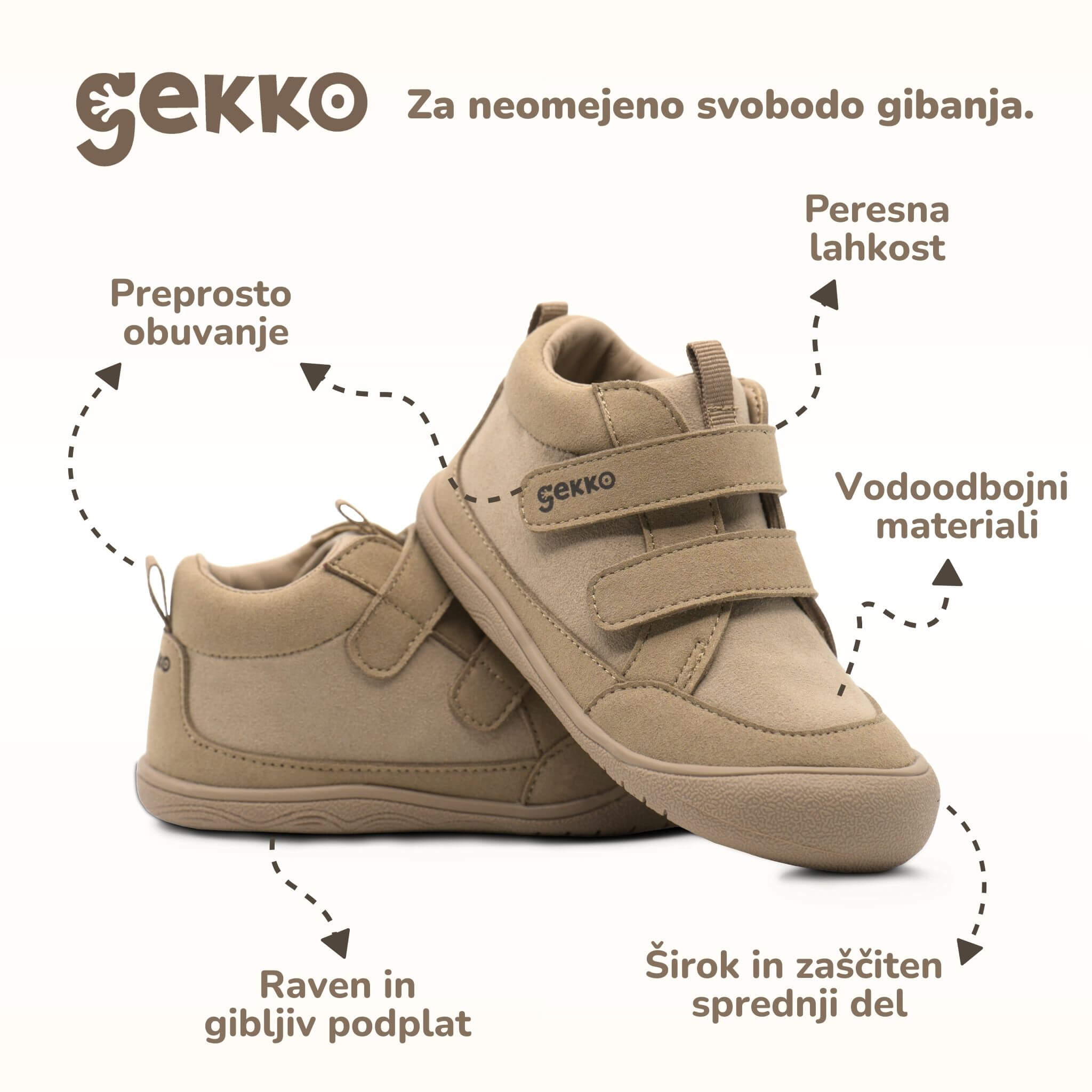 Gekko Cosy -  Jesensko zimski bosonogi čevlji za otroke